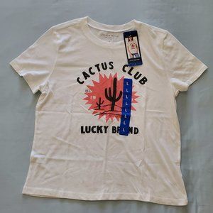 Lucky Brand White Crew Neck T-shirt Top Printing Cactus Club Large New